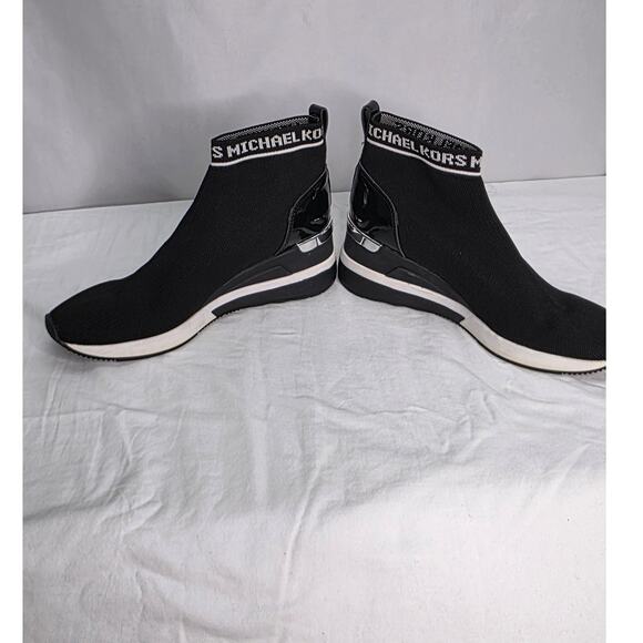 Michael Michael Kors Skyler Black & White Wedge Women's Sneaker Bootie Size 8.5M - Picture 8 of 13